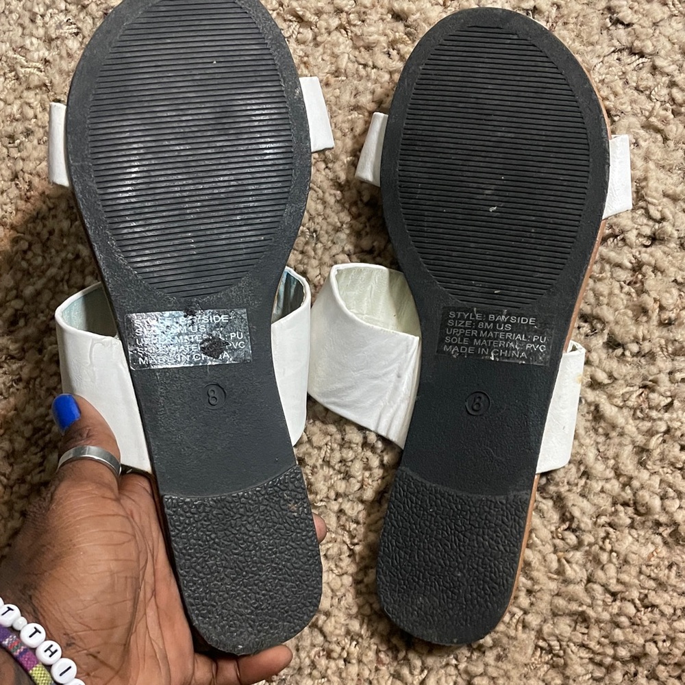 Charles Albert Women's White and Brown Sandals - Picture 3 of 3